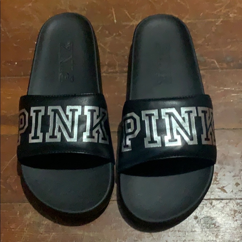 Pink slip on sandals
